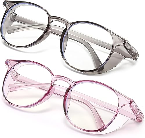 Outray 2 pares de gafas de seguridad anti niebla, gafas de protección azul, bloqueo de luz azul para hombres mujeres