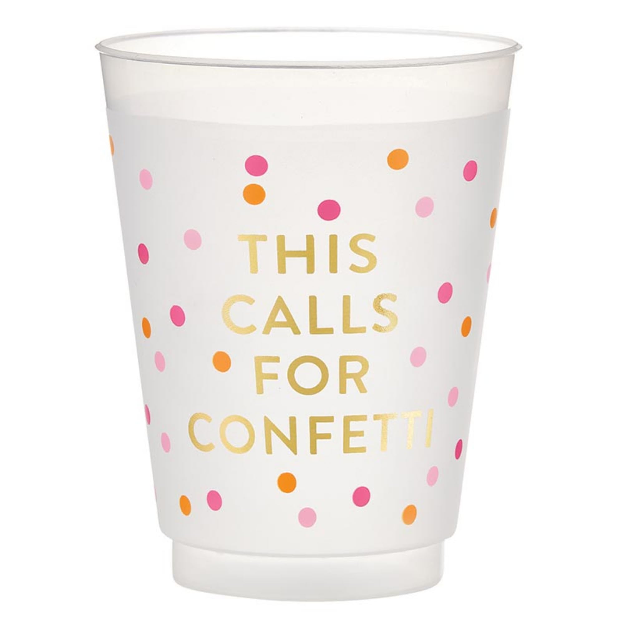 Santa Barbara Design Studio Party Cups 8-Count Reusable BPA-Free Plastic Frost Cups, 16-Ounce, Confetti