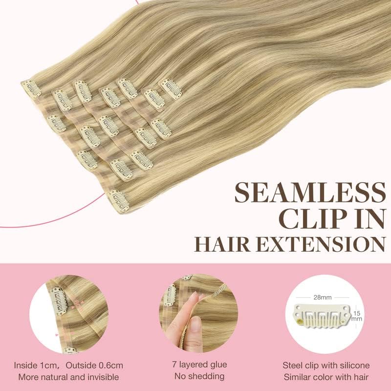 Image of GOO GOO Seamless Clip in Hair Extensions Real Human Hair Remy Extensions