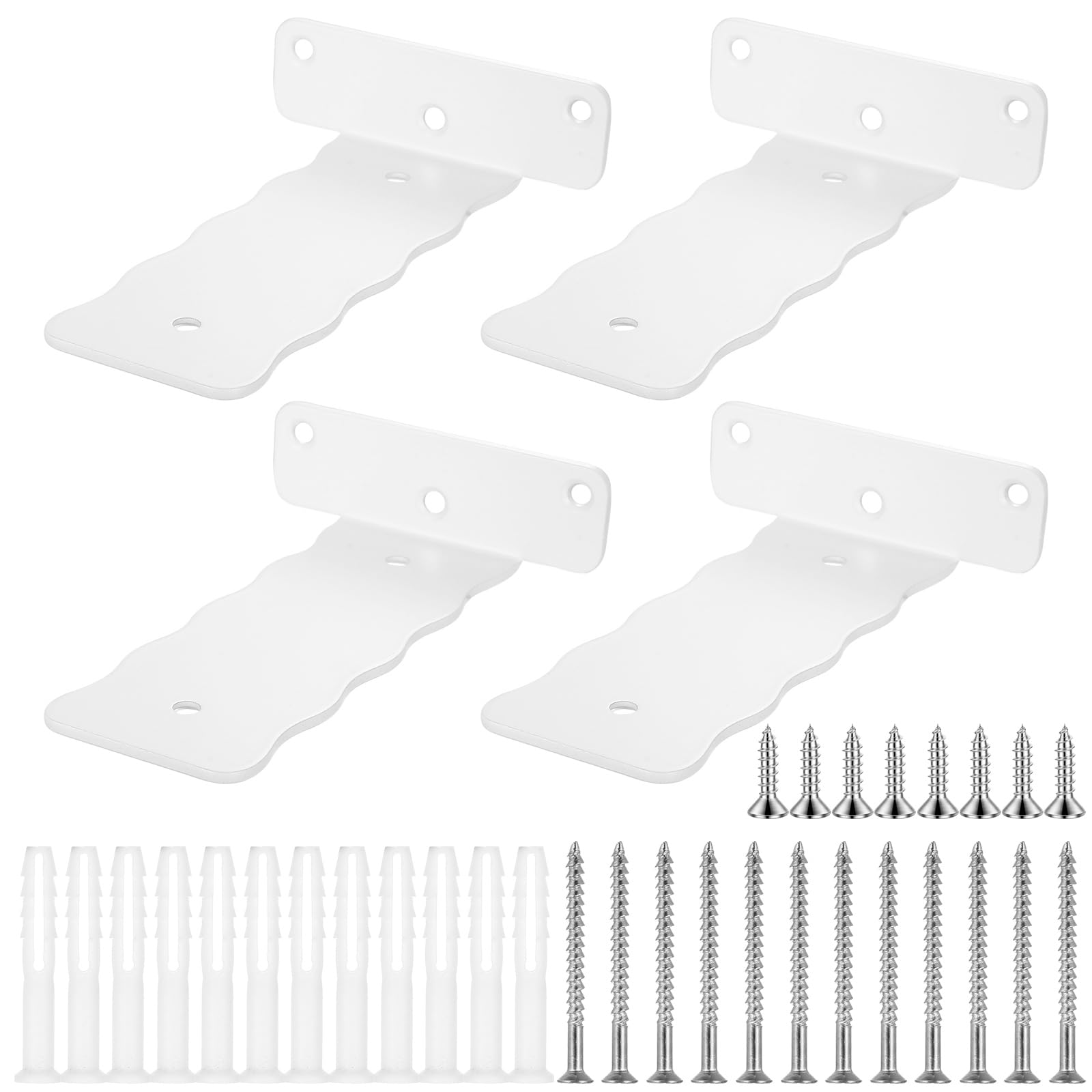 4 Pcs Floating Shelf White Heavy Duty, 6" Scaffold Board Shelf Whiteet, Rustic White Metal L Brackets for Shelves, Wall Mounted Shelving Bracket for Walls Scaffold Boards Supports