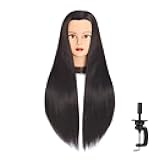 Headfix 26in-28in Long Hair Mannequin Head Stnthetic Fiber Hairdresser Practice Styling Training, Cosmetology Manikin Doll Head With Clamp Stand (6F1919LB0220)