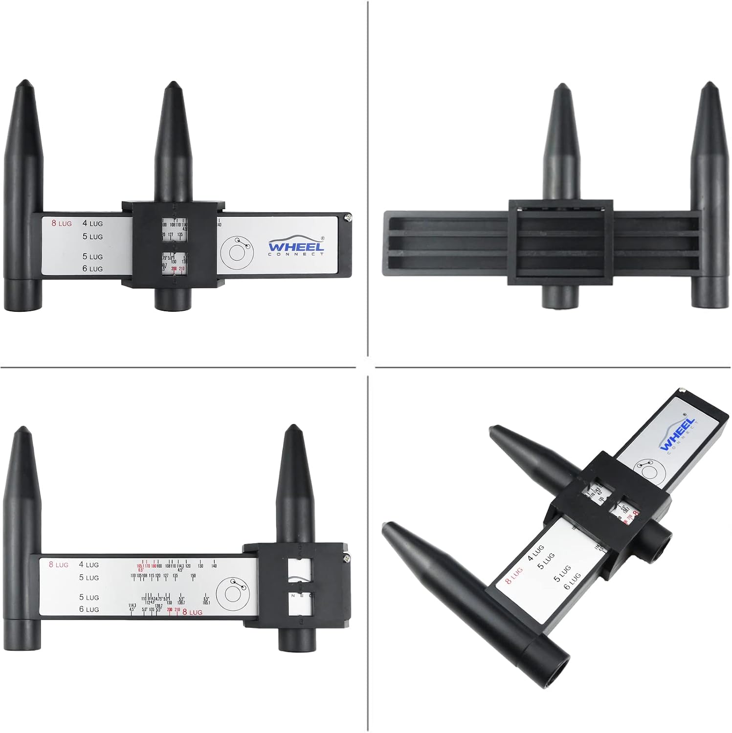 WHEEL CONNECT PCD Gauge，Wheel/Rim Bolt Pattern Measuring Tool, PCD Ruler, Sliding Caliper for 4 5 6 8 Holes