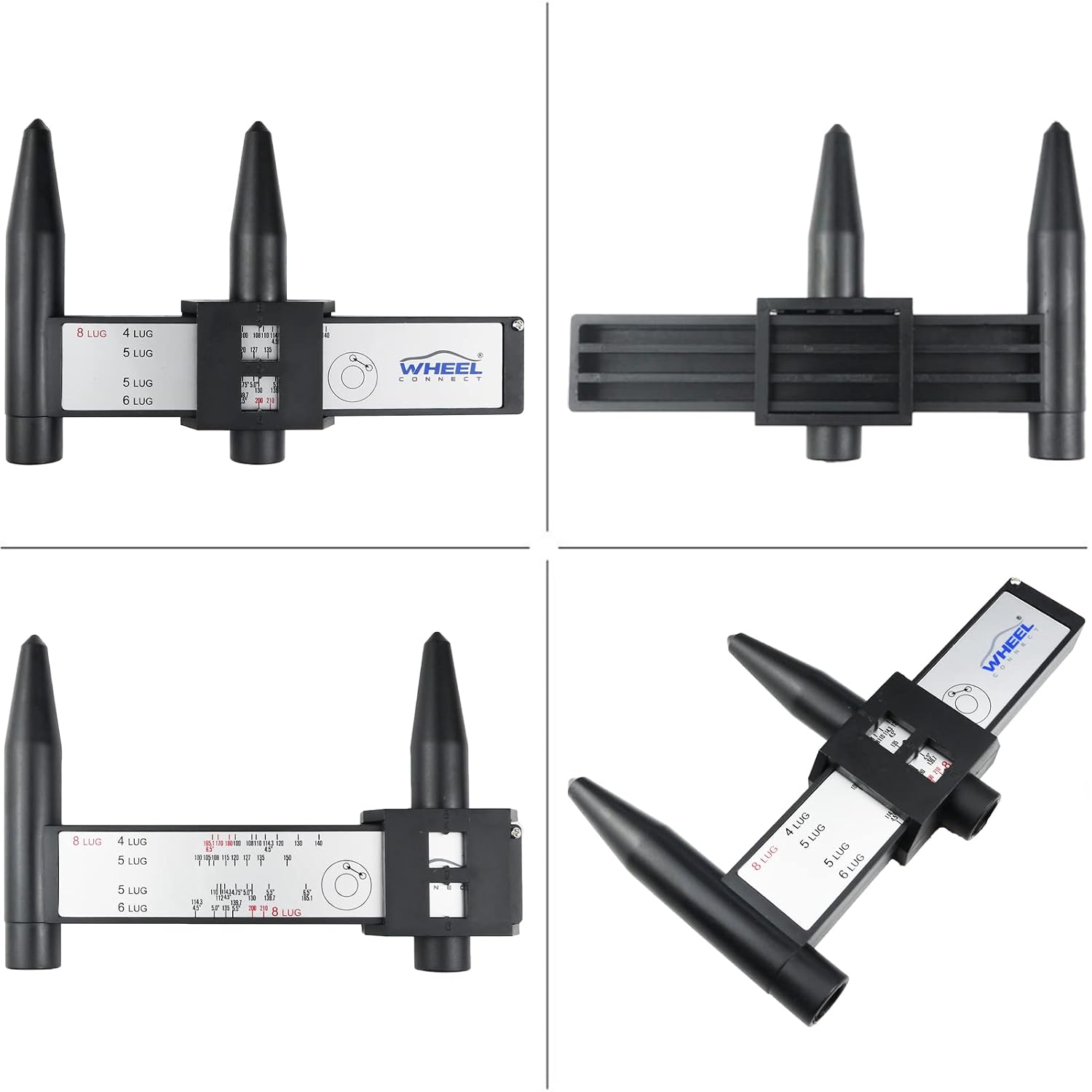 WHEEL CONNECT PCD Gauge,Wheel/Rim Bolt Pattern Measuring Tool, PCD Ruler, Sliding Caliper for 4 5 6 8 Holes