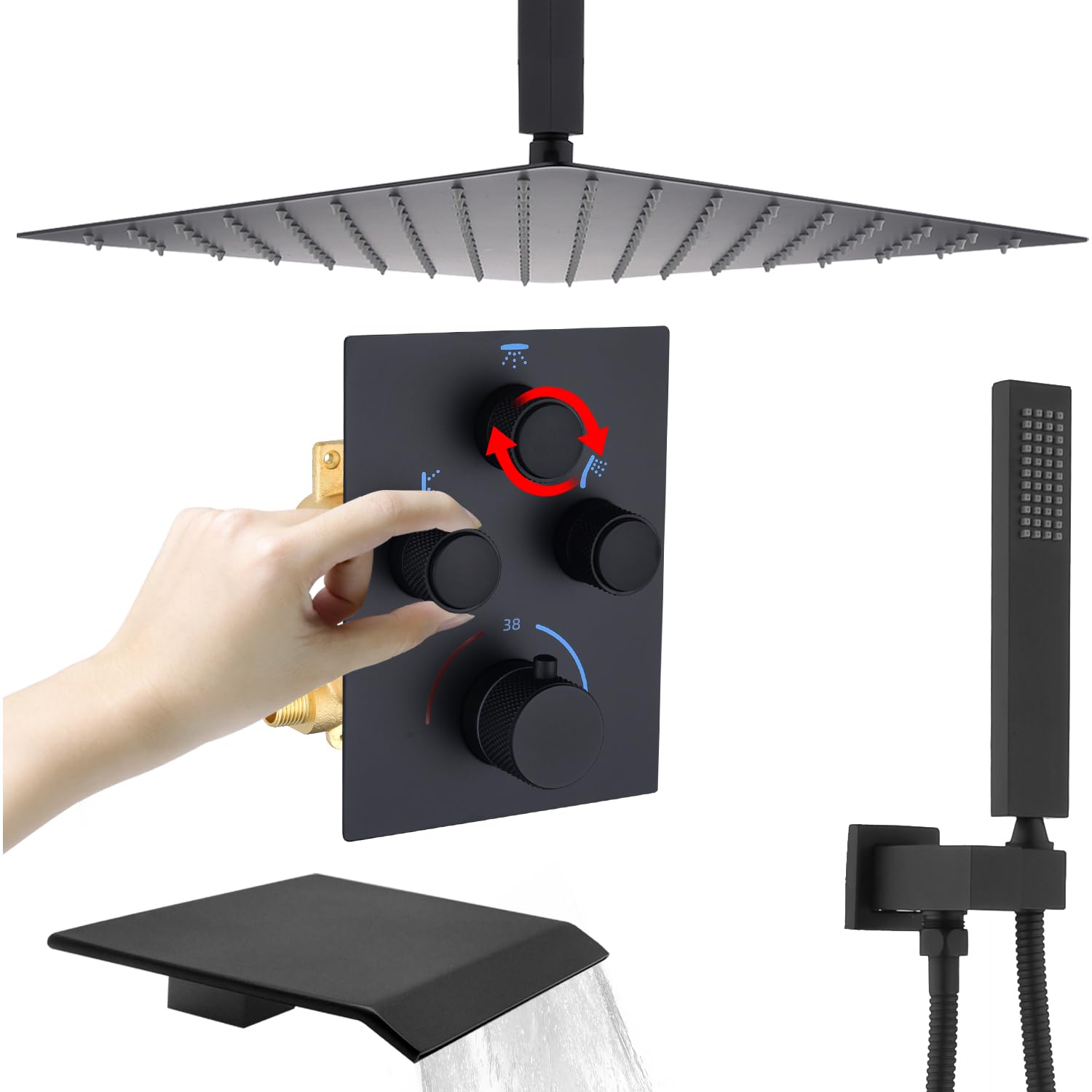 Système de douche pluie de 40,6 cm pour une expérience de spa relaxante à la maison