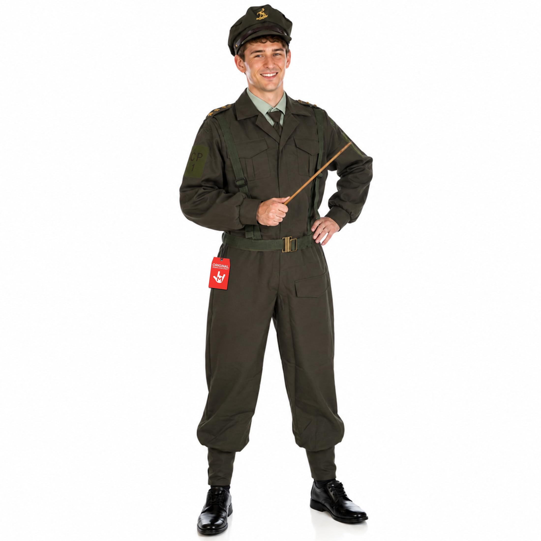 Fun Shack Disfraz Soldado Adulto, Disfraz Militar Halloween Adulto | Chaqueta Verde con Corbata, Pantalón, Cinturón & Gorra Militar, Perfecto para Halloween, Ideal para Disfrazarse