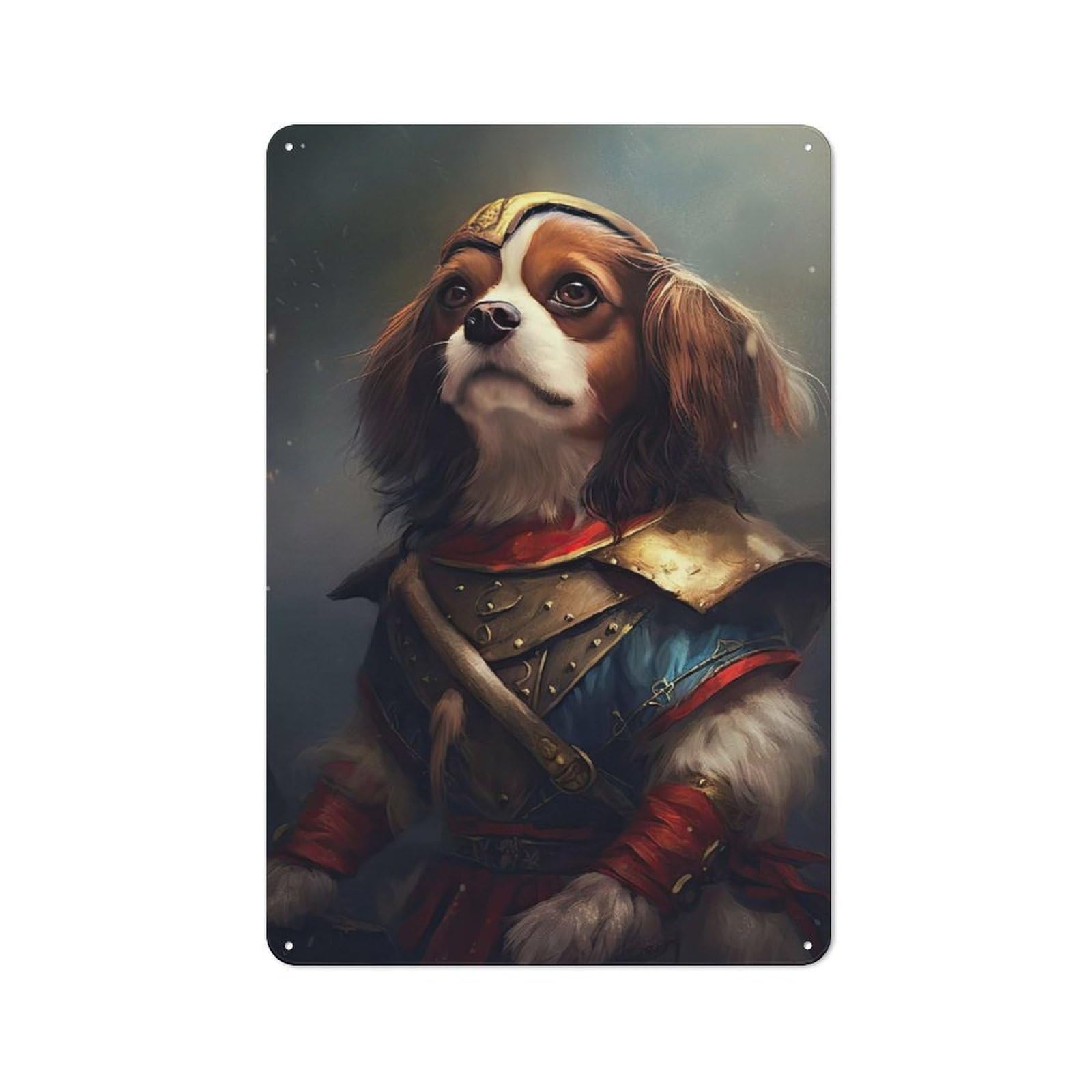 Junmoney Style-8 Cavalier Dog Viking Decorative Tin Plaque 30X20cm, Vintage Bar Wall Plaque For Bar, Kitchen, Garage Or Games Room
