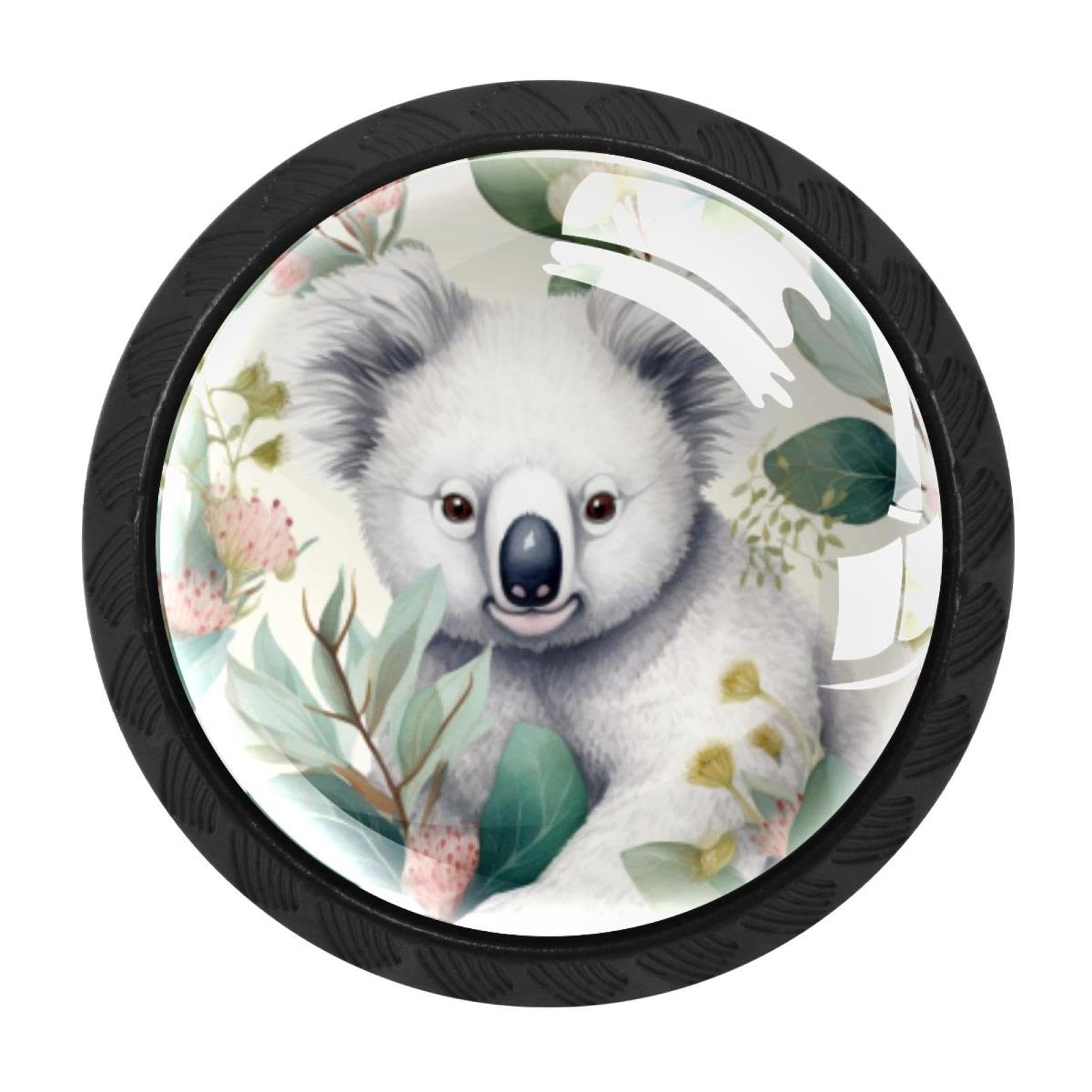 CHENZZZZ 4 Pieces Koala Kitchen Cabinet Knobs Drawer Knobs Dresser Knobs Black Knobs Drawer Pulls Dresser Drawer Handles Knobs for Dresser Drawers