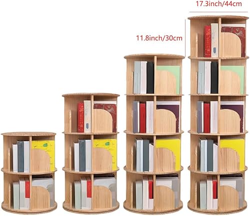 Miniatura 5 de YQSDG Estantería giratoria de 360 grados de madera para niños y adultos, organizador multifuncional (4 niveles)