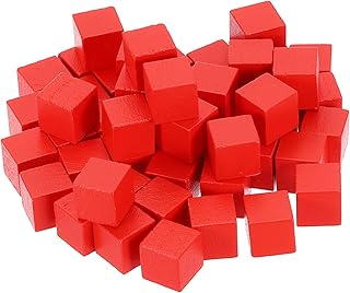sourcing map 100 bloques de madera para manualidades, cubo de madera de pino sin terminar de 3/8 pulgadas para proyectos de manualidades, color rojo