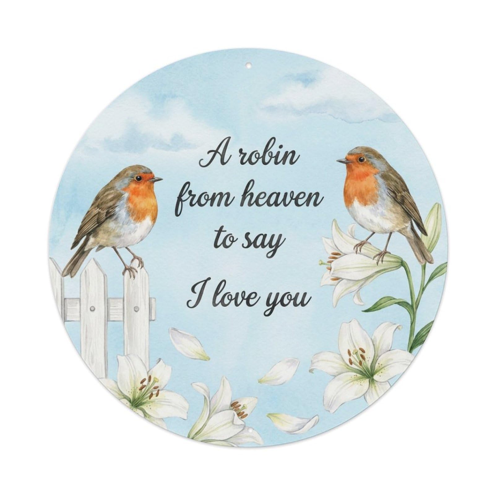 European Robin Heaven Message Garden Quote Metal Tin Sign