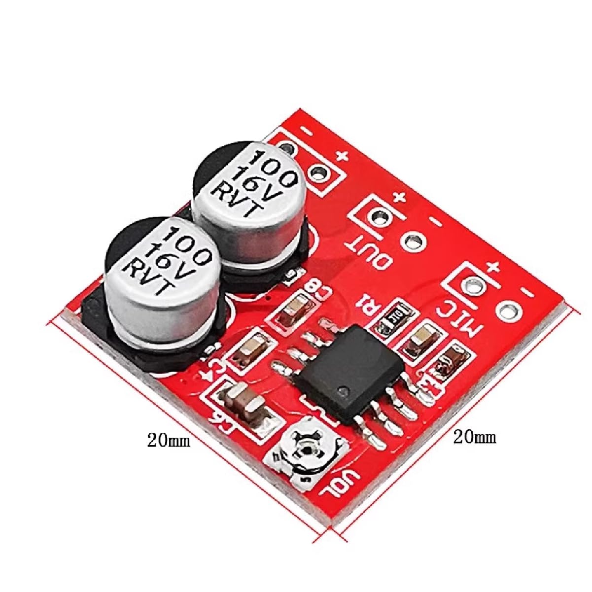 Eujgoov 5Pcs DC 4V-12V Module Amplificateur de Microphone LM386 Carte Amplificateur à Gain Réglable pour Microphone Electret