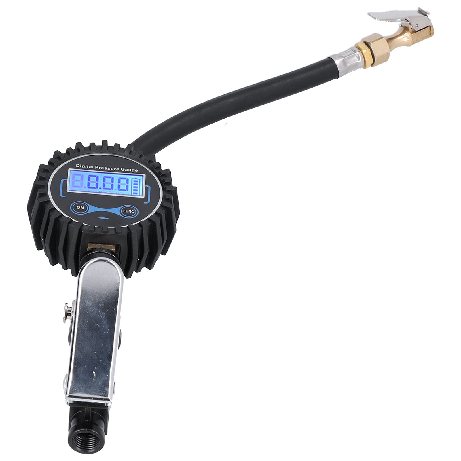 Manometro per Gonfiaggio Pneumatici 300PSI, Display LCD Digitale con Retroilluminazione 4 unità di Pressione PSI BAR KPA KG CM² per Auto, Moto, Bici, Camion