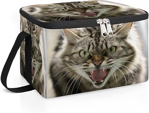 Miniatura 2 de Angry Cat - Bolsa de almuerzo aislada para mujer, reutilizable, bolsa cuadrada de comida para adultos y hombres, lonchera más fresca para trabajo,