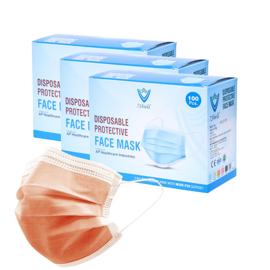 7Shield Disposable Face Mask with Nose Pin Men, Women, Unisex | ISO CE GMP SITRA Certified |Soft Spandex Earloop-image-13