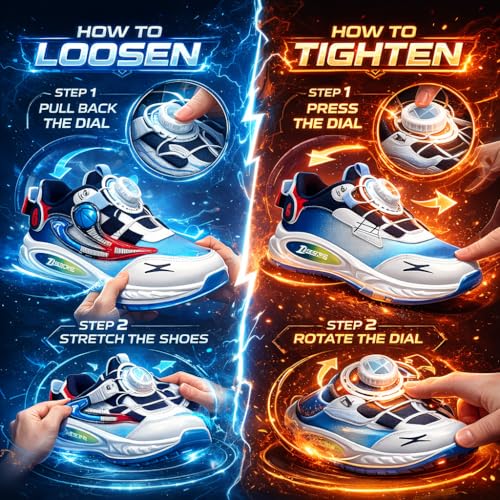 Image of Athletic Sneakers with Dial Closure, Comfortable, Attractive Colour Combination, Chunky Sole, Sports Running Shoes