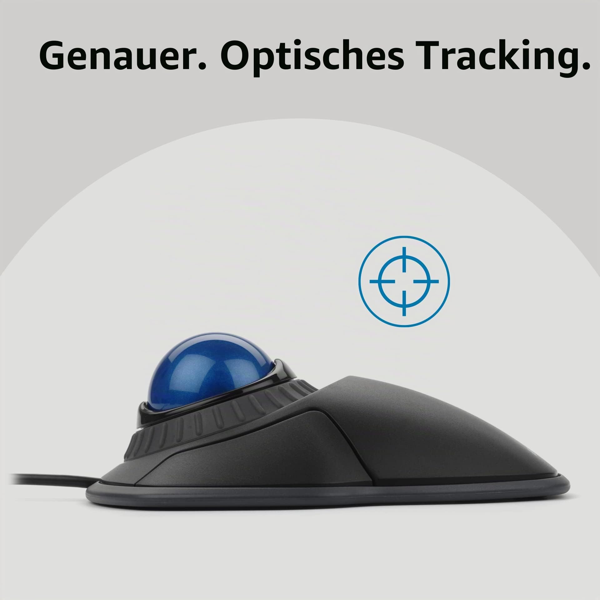 Kensington Orbit TrackBall, Kabelgebundene ergonomische TrackBall-Maus mit Scroll-Ring, 40 mm Kugel, Kompatibel mit Windows & macOS, für Rechts- und Linkshänder, Schwarz/Blau, K72337EU