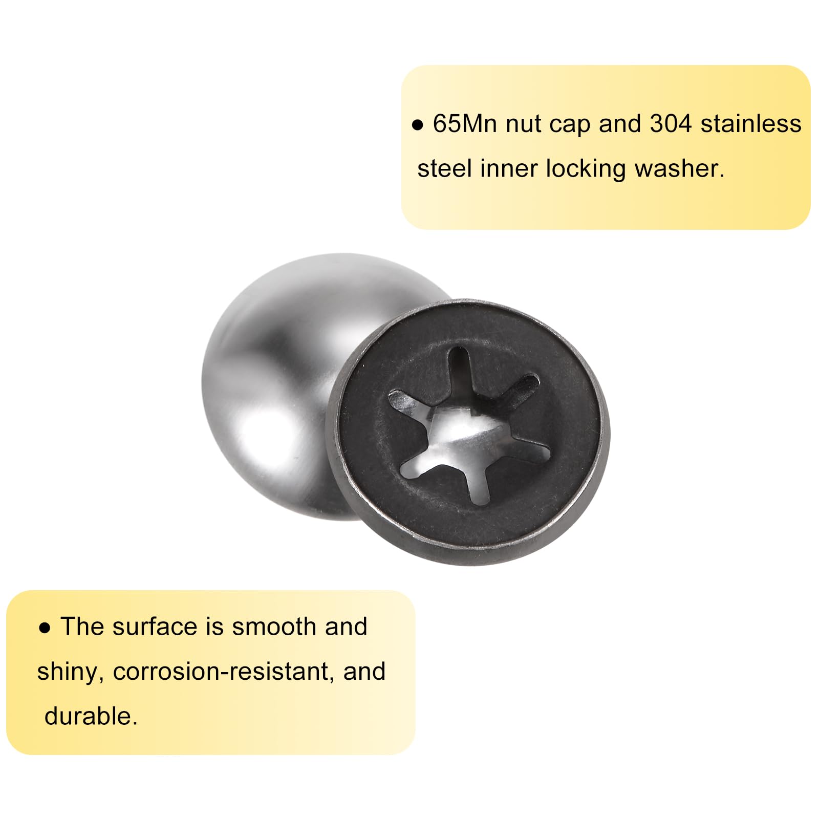 QUARKZMAN 40Stk 65Mn Stahl Push on Push Mutter Kappen 0.2" Achse Push Mutter Befestigungselement für Hand Lastkraftwagen Rasenwagen Wagen und Rollwagen Behälter M5 x 16mm