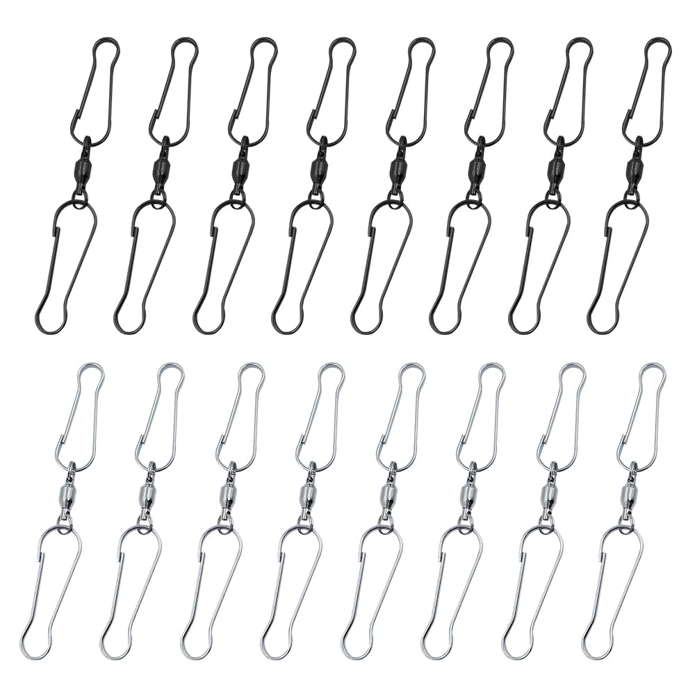 16 Pezzi girevole clips doppio, vento Spinner clip gancio doppio, appeso in acciaio inox ganci girevoli clip, appeso campane a vento, forniture di partito (8 nero + 8 argento)