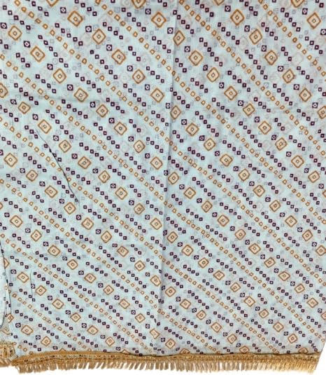 Image of Women's Dupatta with Geometric Diamond Pattern | Light Blue | Gold and Purple