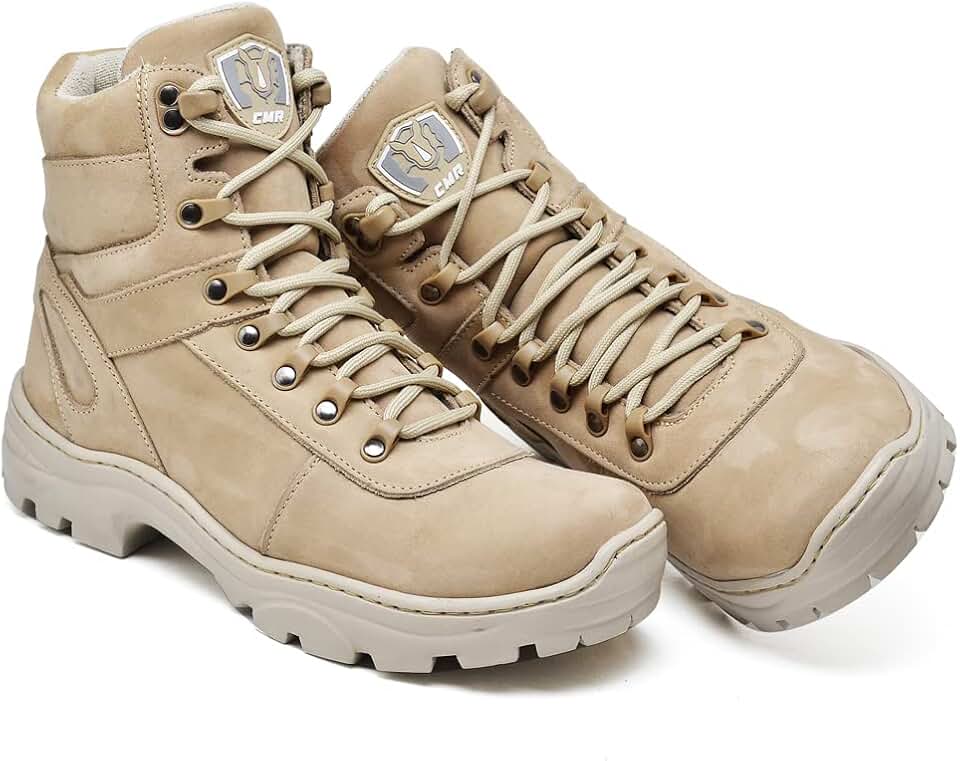 Bota Coturno Couro Masculina Adventure Areia Deserto Airsoft Exército Cano Baixo