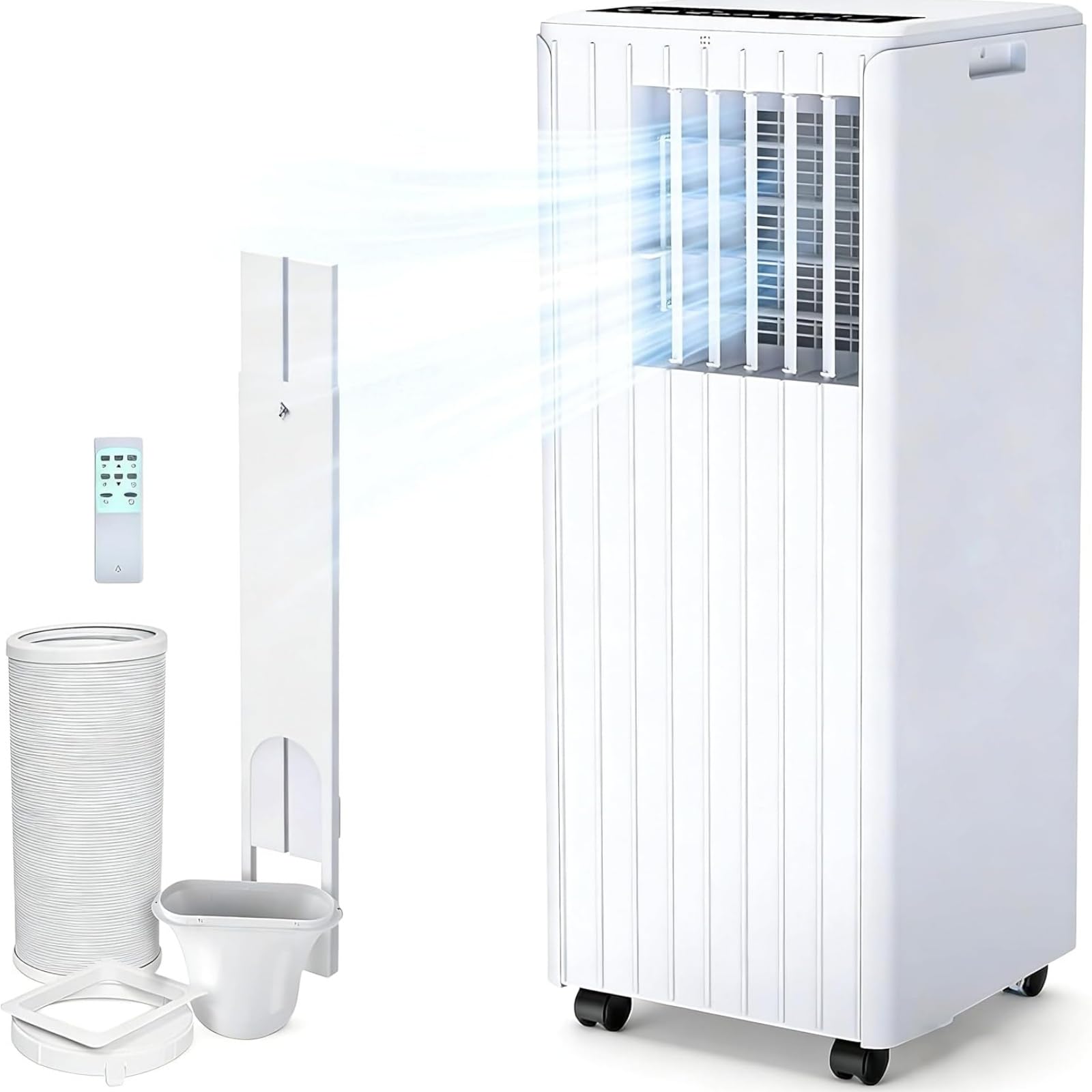 Zstar White Portable Air Conditioner 7000 Btu, 4-In-1 Cooling Fan Dehumidifier With Remote Control, 24H Timer, Quiet Sleep Mode, Self-Evaporation For Bedroom Office Home Up To 350 Sq.ft
