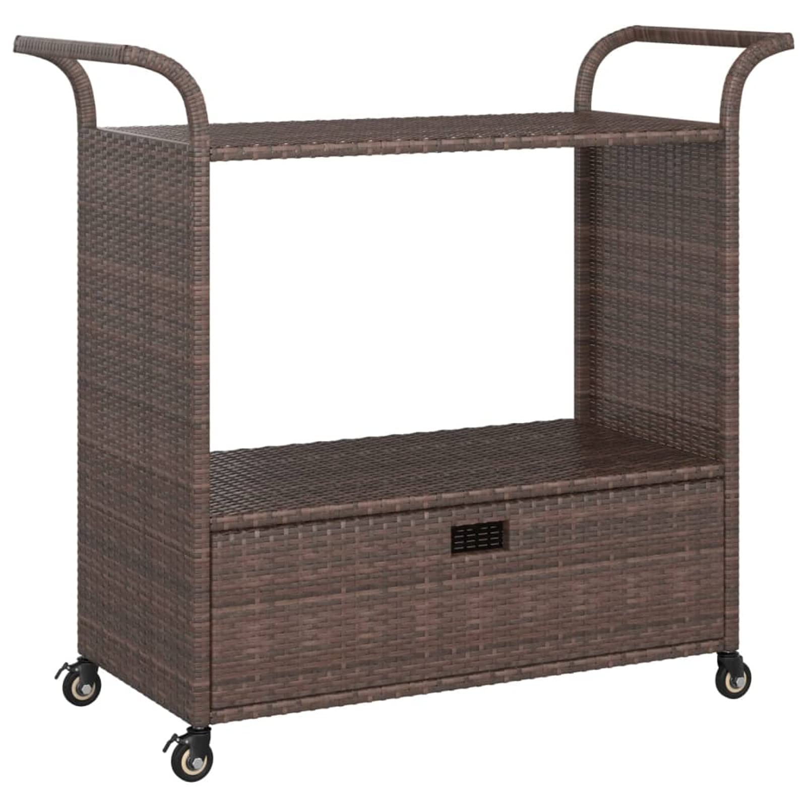 Rantry Carrello da Bar in Polyrattan Marrone 100x45x97 cm Mobili da Giardino Set