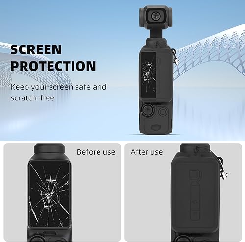 Miniatura 2 de BRDRC Funda de silicona Pocket 3, protector de lente resistente a los arañazos, compatible con DJI OSMO Pocket 3 Creator Combo Accesorios (gris)