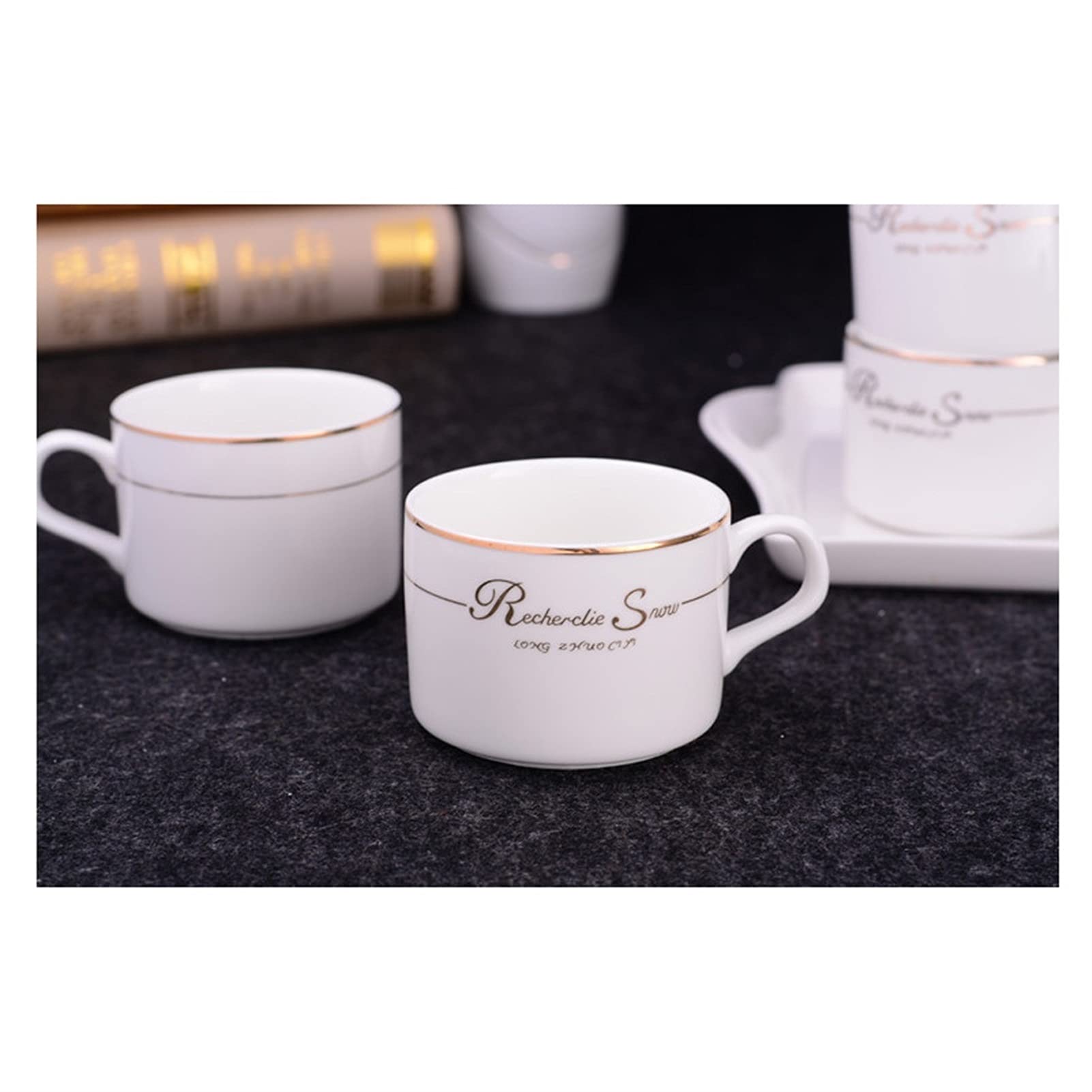 Tazze da caffè Set tazza di caffè in cina ossea (set da 6 pezzi) 19 oz teiera, quattro tazze e vassoi da 5 oz.Adatto for tè / caffè / pomeriggio tè / festa di compleanno / nozze ecc. Set di tazze da c