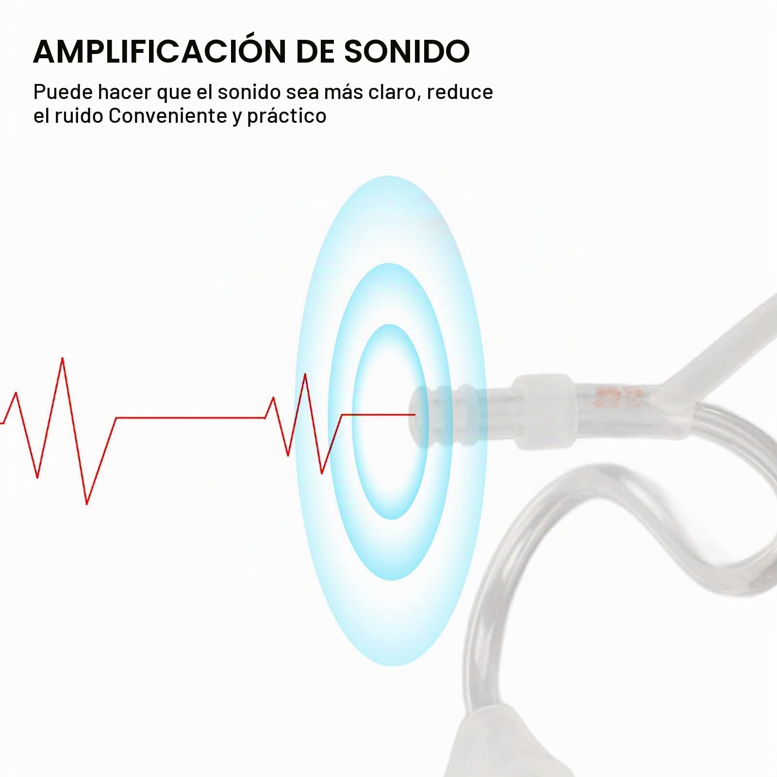 5 Tubos Sonido Tamaño 2B, Amplificador Auditivo Del Lado Izquierdo Derecho, Repuesto Tubos Sonido Delgados y Cúpulas,Tubos Audífonos Bte para la Mayoría Los Tubos Receptores(2BR -transparente)
