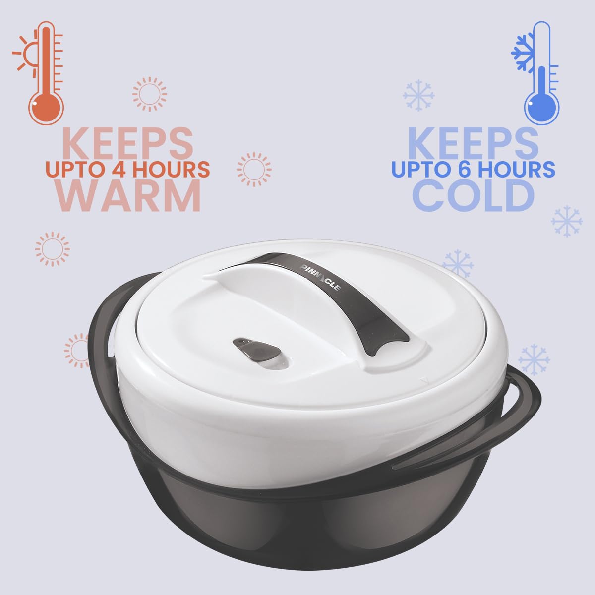 Pinnacle Große isolierte Auflaufform mit Deckel, 3,6 qt. Eleganter Hot Pot Speisenwärmer / Kühler - Thermo-Suppen-/Salat-Servierschale aus Edelstahl - Bestes Geschenkset für Mütter