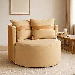 Poltrona Puff Canadá em Courino e Veludo com Duas Almofadas