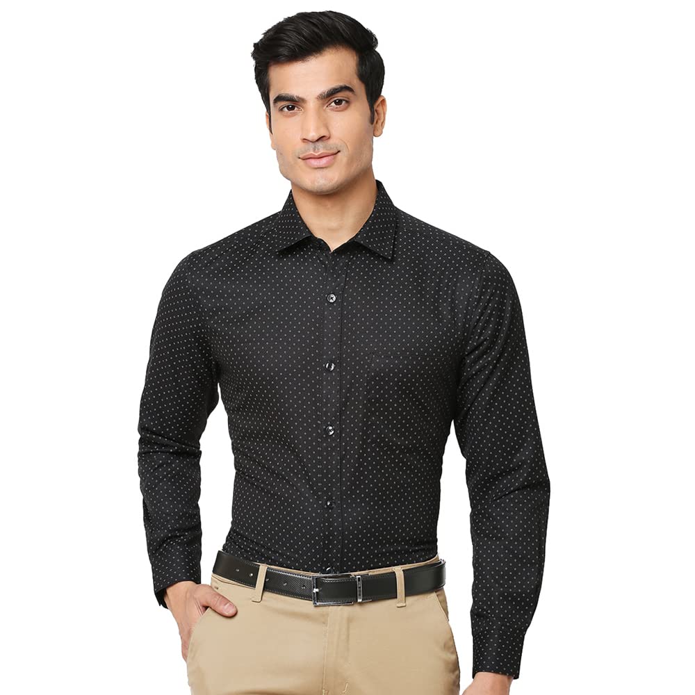 MARKRICHMen's Slim Fit Semi Shirt with Spread Collar & Full Sleeves for Formal & Casual Wear