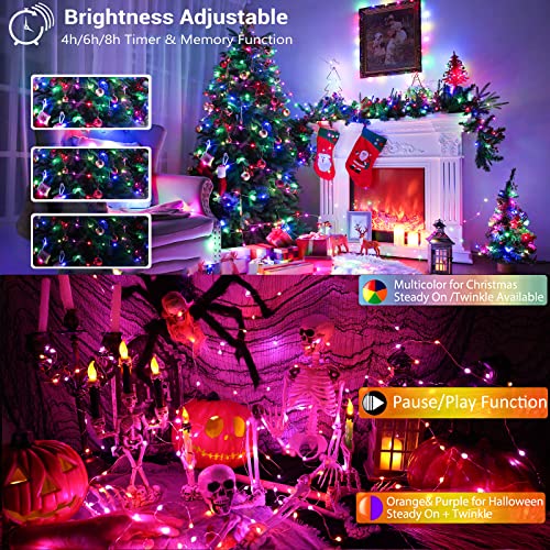 Brizlabs Usb Color Changing Christmas Fairy String Lights, 33Ft 100 Led Multi Colored Christmas Tree Twinkle Lights With Remote, Usb Powered Indoor Rgb Rainbow Xmas Fairy Light For Halloween Christmas #TOP3