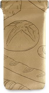 susiyo Bread on Brown Background Glasses Case Portable Microfiber PU Leather Soft Sunglasses Bag Eyeglasses Pouch Holder Squeeze Top for Women Men