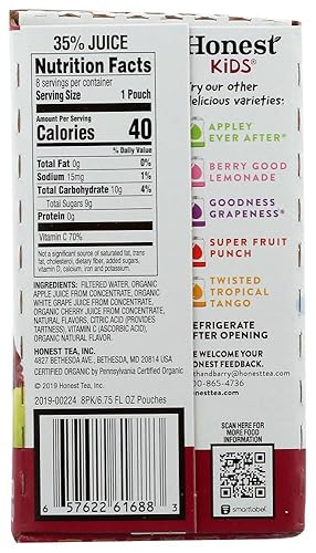 Miniatura 2 de Honest Kids Certificados Quencher de Frutas Orgánicas, bolsas de 6.75 onzas (Paquete de 32)