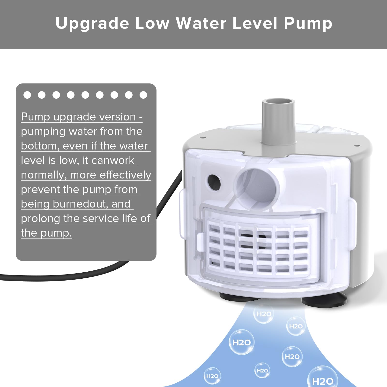PEKTACO Cat Water Fountain Replacement Water Pump for 3.2L/108oz Automatic Stainless Steel Pet Fountain - image 7