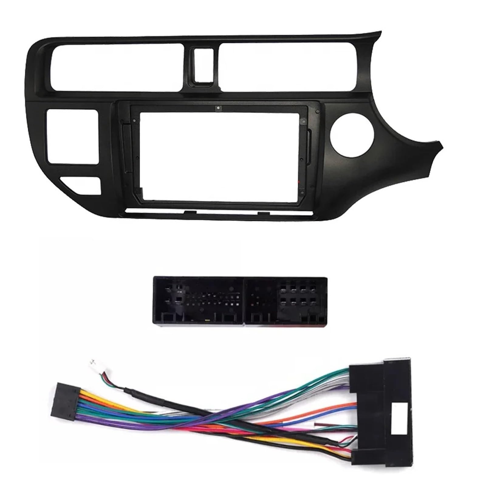Compatible con KIA Rio 2012 Reproductor estéreo MP5 9 Pulgadas Radio de Coche Fascia Doble Marco GPS DVD Bisel Panel Dash Kit instalación Marcos para Dispositivos(Rio Right- Cord)