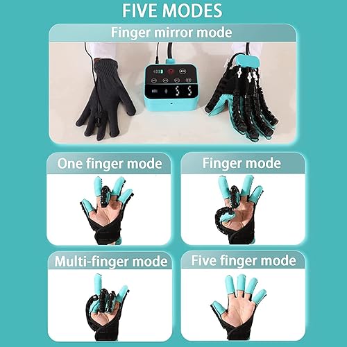 Miniatura 3 de Guantes de robot de rehabilitación, férula de mano funcional para ejercitador, ortesis para ejercitador, USB cargable, 9 intensidades, 5 modos de
