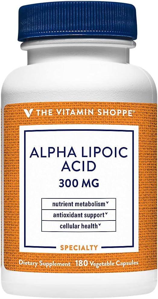 The Vitamin Shoppe Alpha Lipoic Acid 300mg, Natural Antioxidant Formula to Support Glucose Metabolism & Promotes Healthy Blood Sugar (180 Capsules)