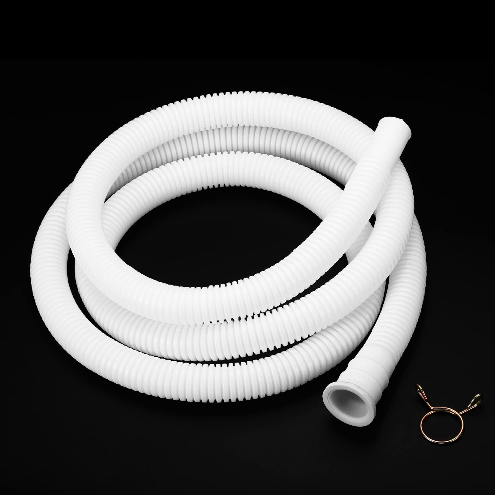sourcing map Universal Aire Acondicionado Drenaje Manguera 18mm ID 5.3 Pies Espesada con Abrazadera para AC Unidades Lavadora Máquina, Blanco