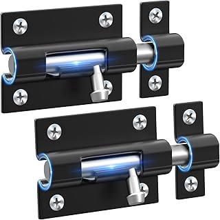 Door Lock Latch Locks Slide - 2 Pack Keyless Entry Slide Locks for Inside Outside Door, Door Barrel Bolt Door Latch Thickened Heavy Duty Steel, Easy to Install Gate, Slide Latch Lock with 12 Screws