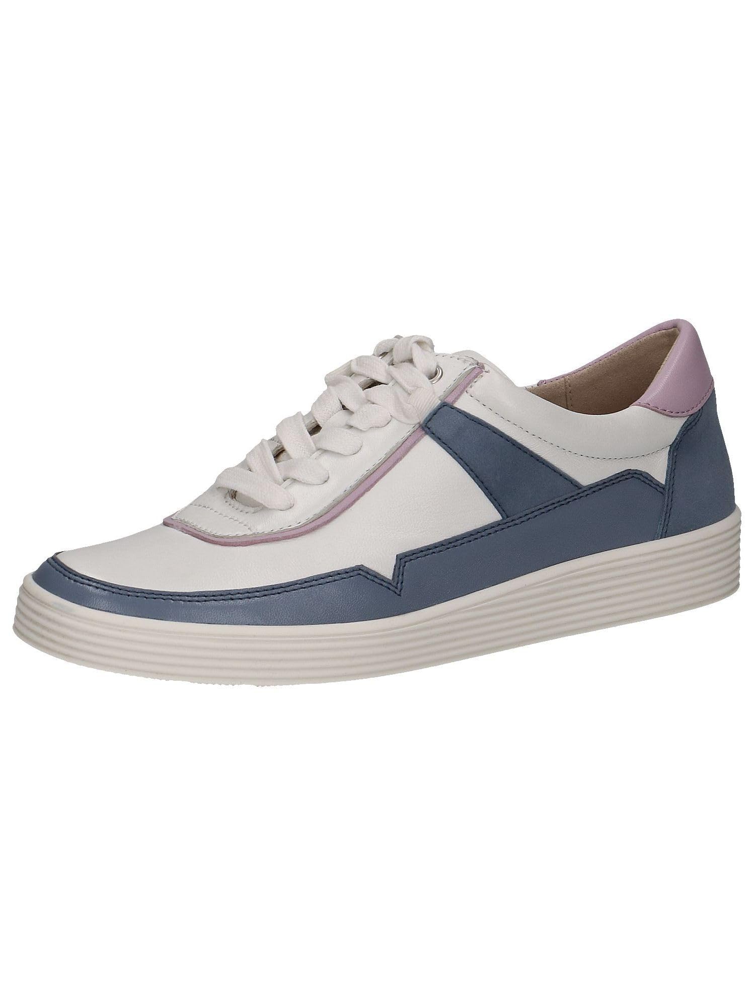CAPRICE Women's Low-top Leather Sneakers with Laces, Blue (Blue Comb), 4.5 UK