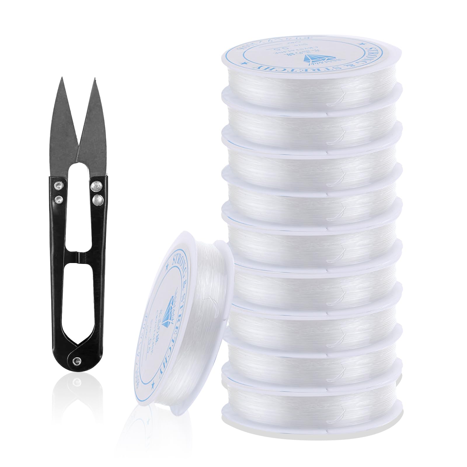 10 Bracelet Elastic Bands 0.8 mm String for Bracelet Making,Elastic Bracelet Making Bracelet Strings,Invisible Wire Crystal Wire Bracelet Elastic for Jewelry Making, Clay Beading