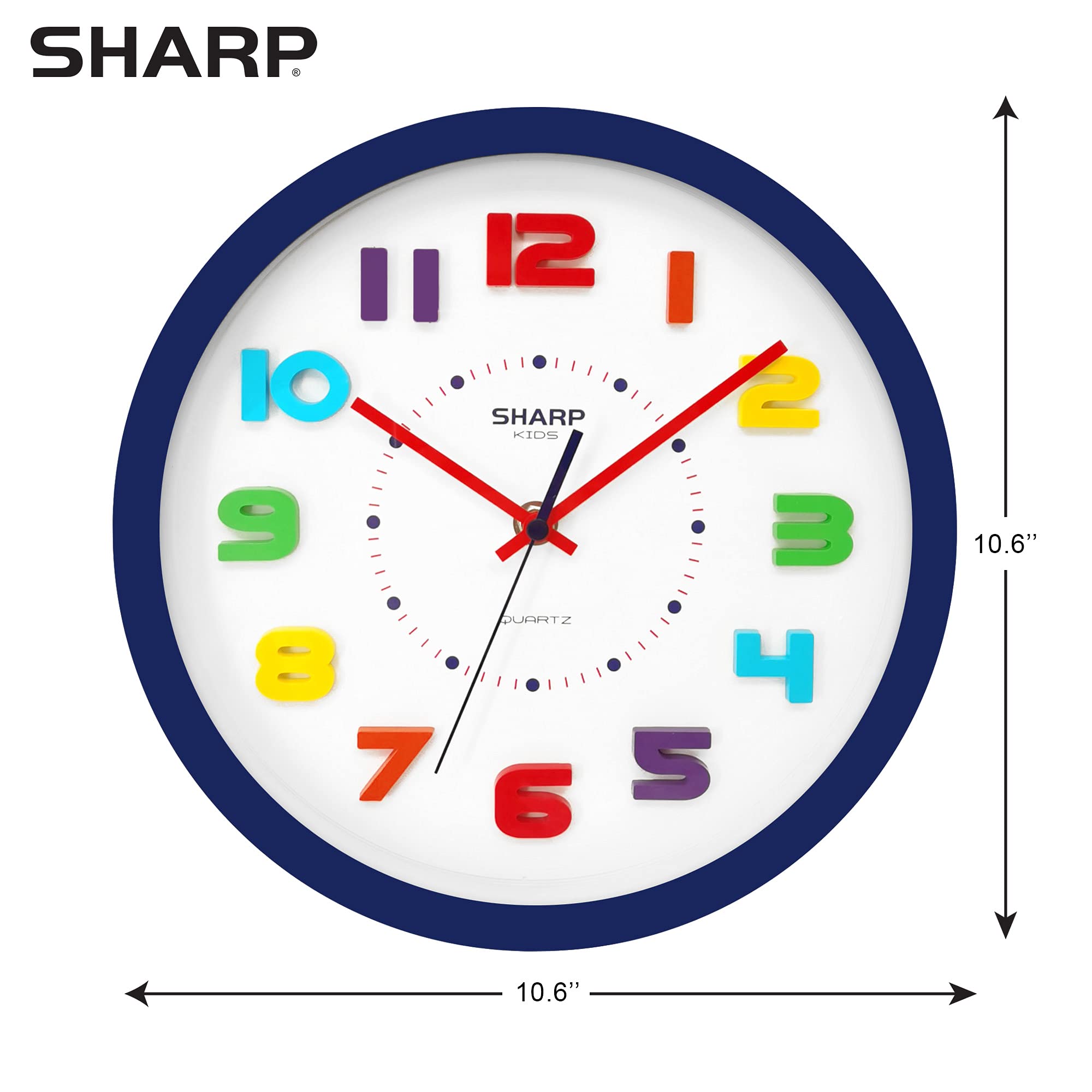 Amazon.com: Sharp Colorful Kids Wall Clock 10 Inch Silent Non