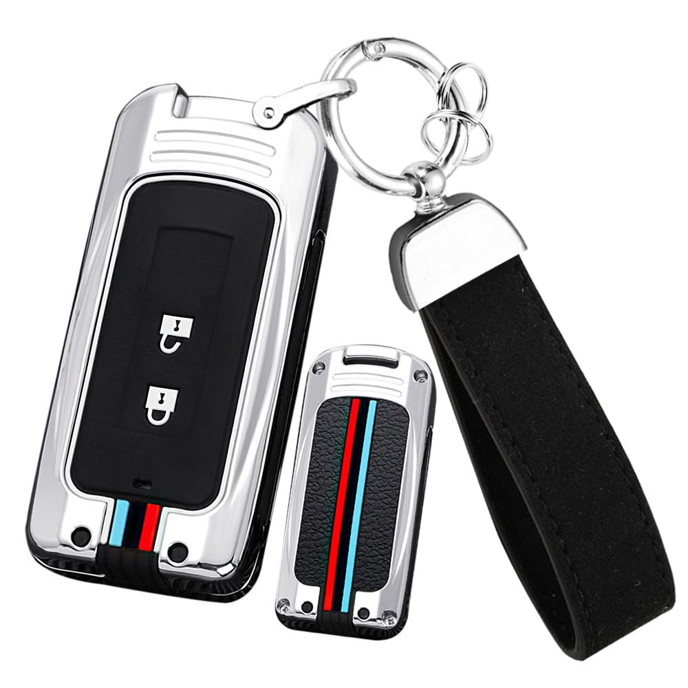 Ontto 2 Buttons Car Key Cover Fit For Mitsubishi L200 ASX Outlander Eclipse Cross Pajero Sport Lancer PC Smart Key Holder Case Shell Keychain Bag Keyring Protector Accessories Black-Red A