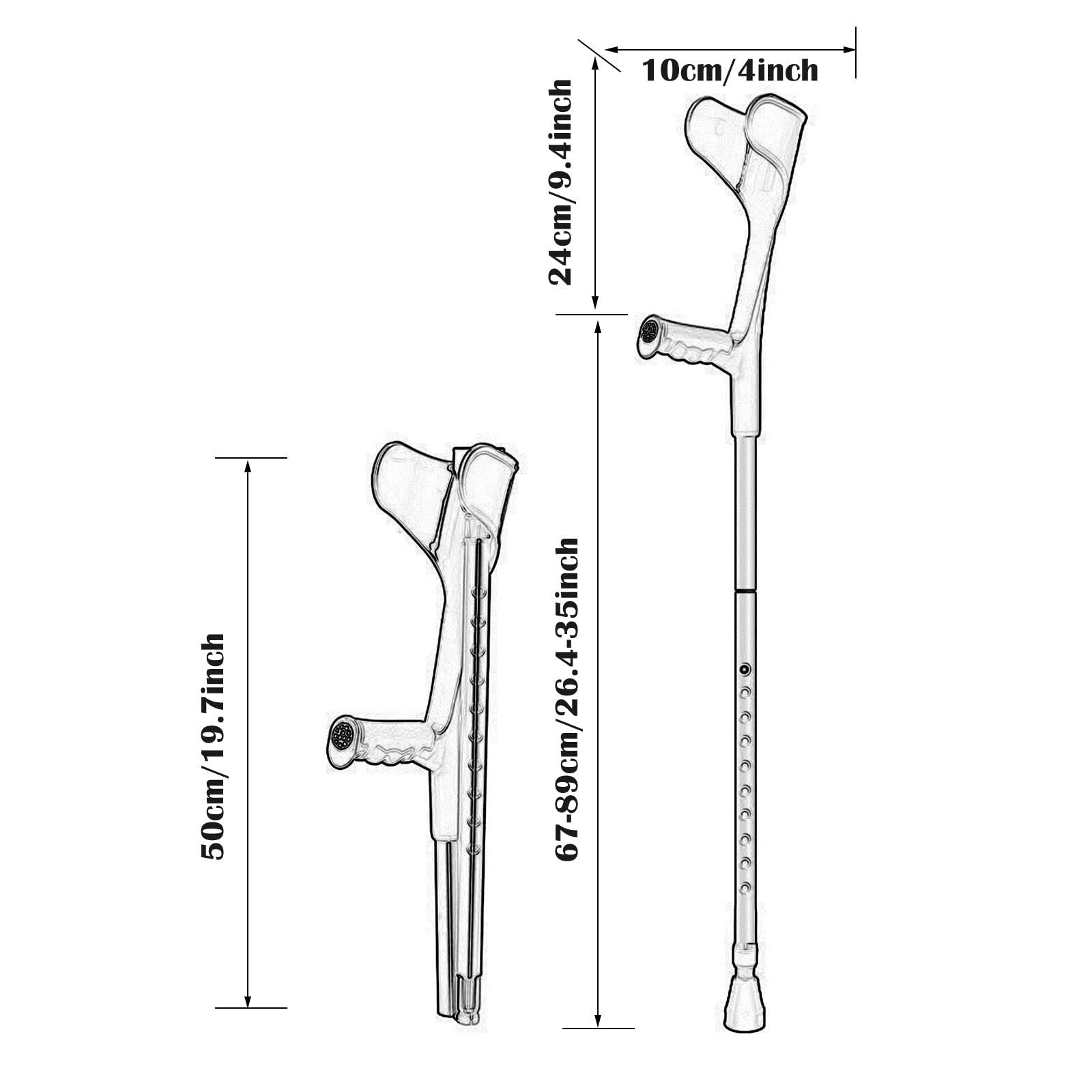 1 Paar Aluminium-Unterarmgehstützen, höhenverstellbare Krücken mit Druckknopf, ergonomische Krücken mit offener Manschette für Männer/Frauen, unterstützt bis zu 100 kg/220 Pfund, schwarz/rosa/blau de