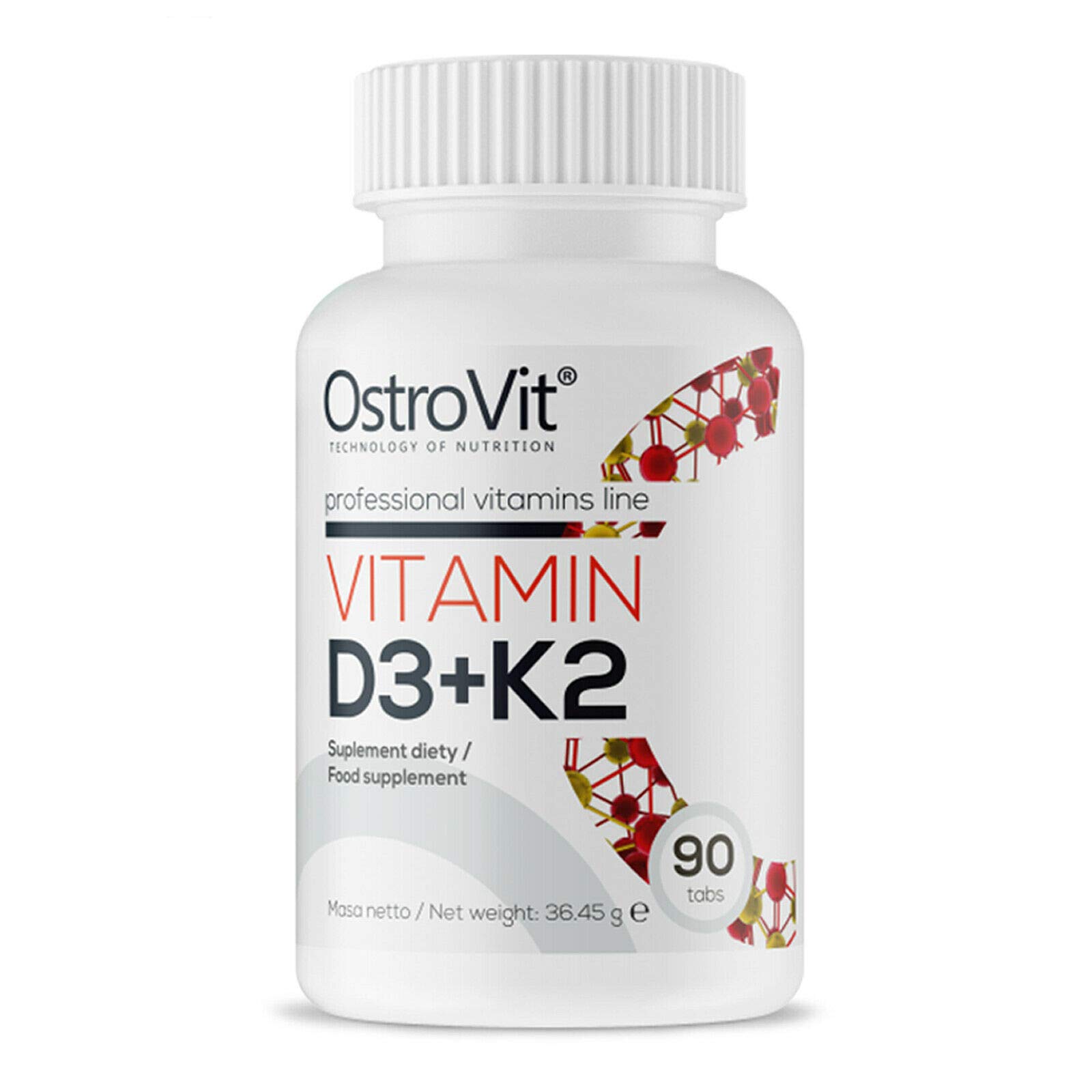 OSTROVIT Vitamin D3 + K2 | Bones Blood Heart Immune System Support Health | Wellbeing | Sport Supplement (90 Tablets = 1 Bottle)
