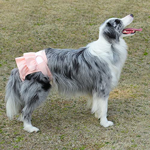 Image of Reusable Dog Diapers Female 3 Pack Washable Highly Absorbent Doggie Diapers, Flexible Doggy Diapers Female, Leak-Proof Puppy Diapers for Dog Period Heat Incontinence Potty Training, S