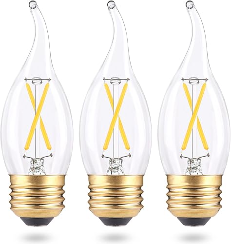 Bombillas LED E26 regulables, equivalente a 25 vatios, blanco suave de 3000 K, forma de punta de llama CA10 de vidrio transparente, bombillas LED de