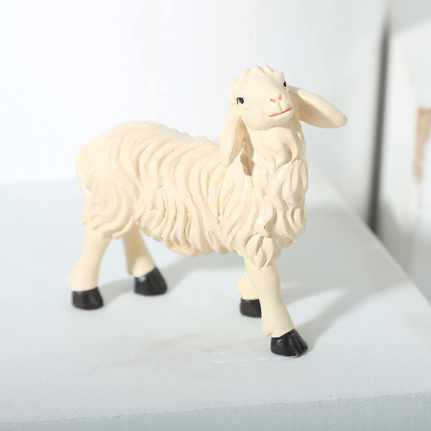 Figurín para jardín,Figurita para Mesa de Bar, decoración de jardín para Escultura, Adornos para el hogar, 6X casa de muñecas, figurita de Oveja en Miniatura, Accesorios para jardín y césped